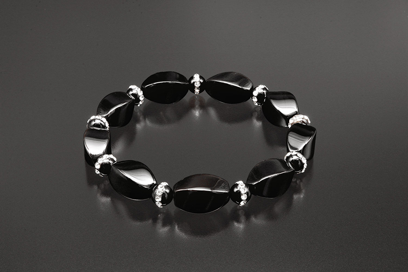 黒オニキス楕円形ブレスレット　魔除け天然石　パワーストーン アクセサリー 