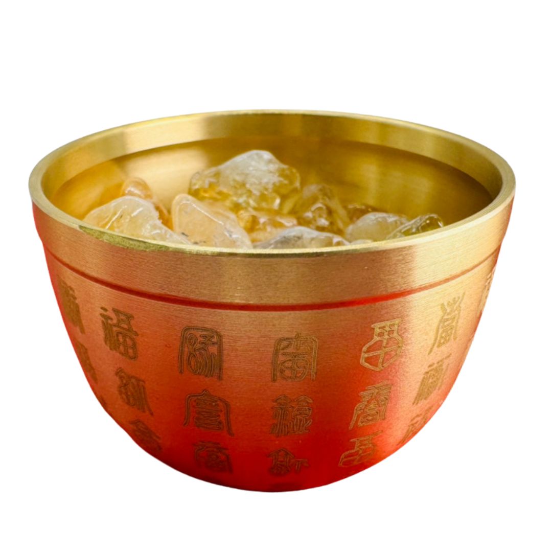 運気浄化エネルギー福 数珠用シトリンさざれ石真鍮ボウル　パワーストーン アクセサリー 