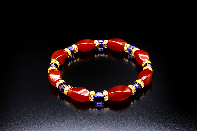 パワーストーン アクセサリー 赤瑪瑙紫水晶健康運気上昇ブレスレット