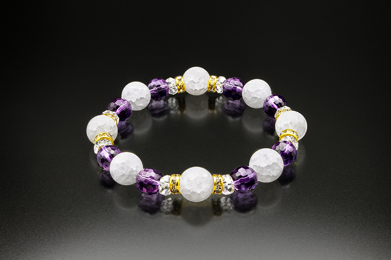パワーストーン アクセサリー 紫水晶と白水晶の奇跡ブレスレット 天然石