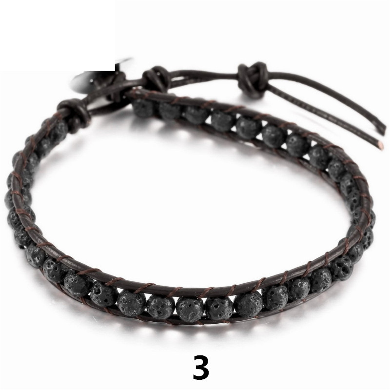 パワーストーン アクセサリー 天然石革紐ブレスレット厄除け多色パワーストーン調節可能