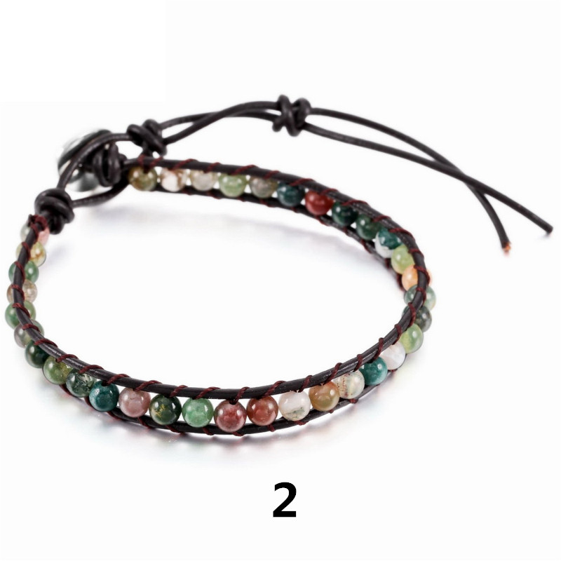 パワーストーン アクセサリー 天然石革紐ブレスレット厄除け多色パワーストーン調節可能