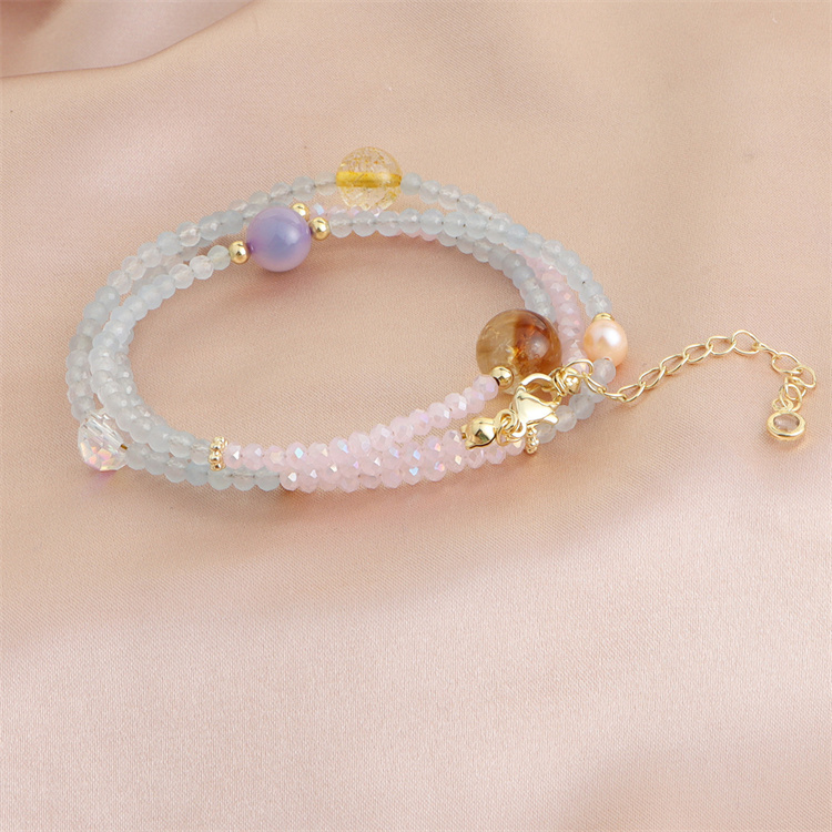 パワーストーン アクセサリー 天然石能量ブレスレット 苺水晶4粒入り 女性用パワーストーンブレスレット