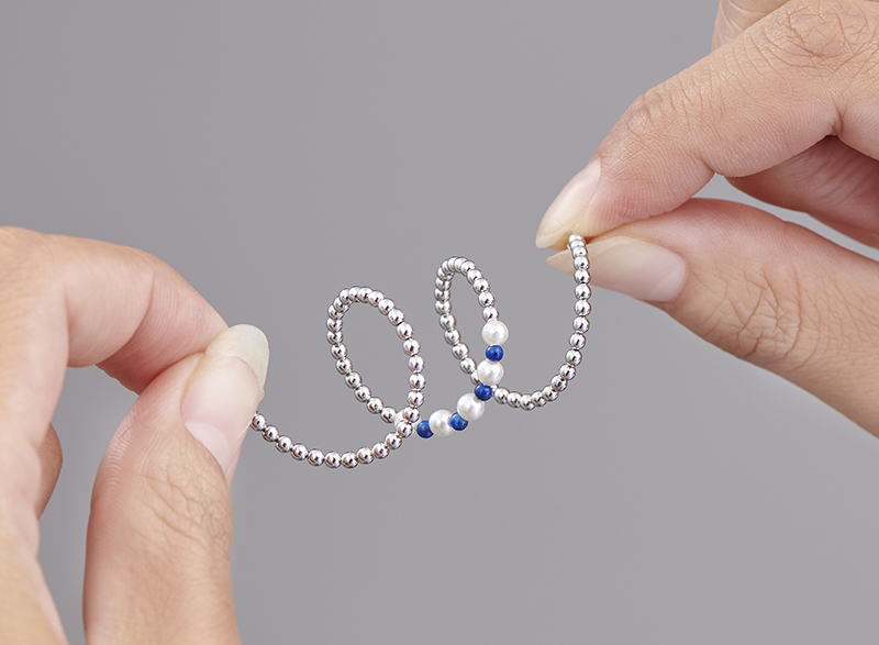 ラピスラズリ貝パール三連ブレスレット　パワーストーン アクセサリー 