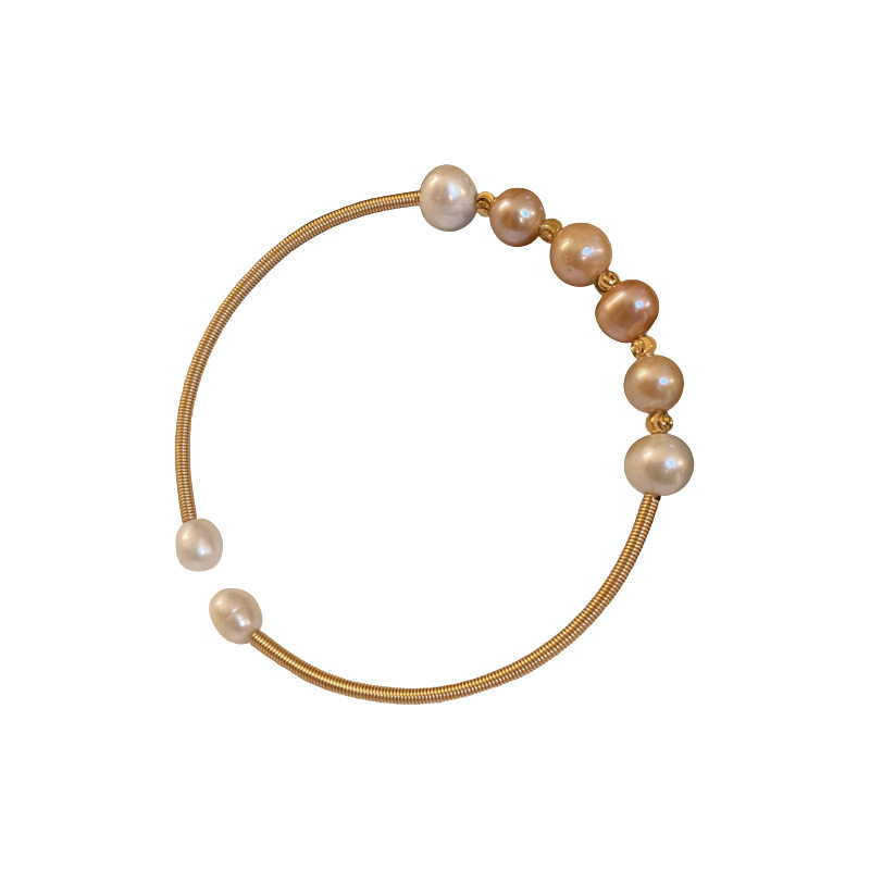 パワーストーン アクセサリー 天然真珠の輝き開運バングル型ブレスレット