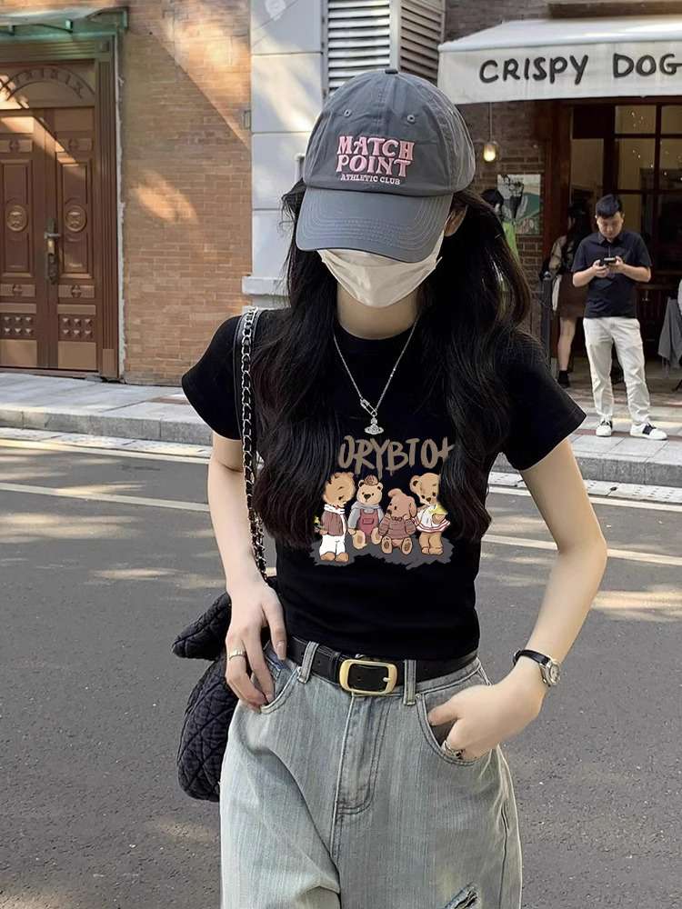 ストリートファッション  ストリートアートプリント半袖Tシャツ