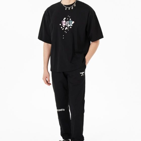 ストリートファッション 鷹翼ロゴペイント半袖シャツ