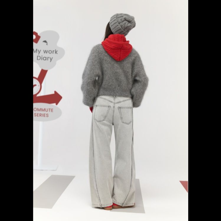 ストリートファッション ワイドシルエットデニムパンツ