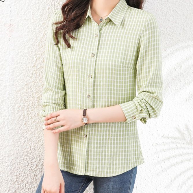 ストリートファッション 格子柄長袖シャツ上品カジュアルトップス