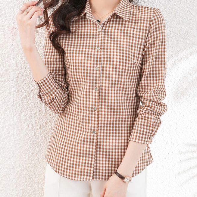 ストリートファッション 格子柄長袖シャツ上品カジュアルトップス