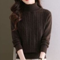 ストリートファッションニットケーブル編みタートルネック