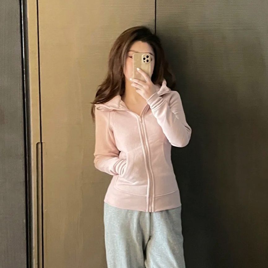 ストリートファッション スポーティ裏起毛ジップアップフーディ　パーカー