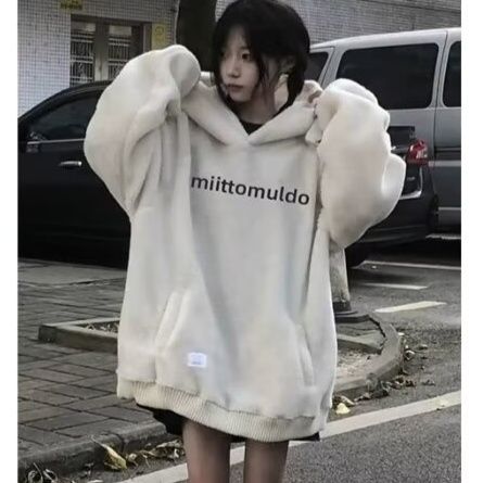 ストリートファッション ボリュームシルエットロゴ入り裏起毛 パーカー