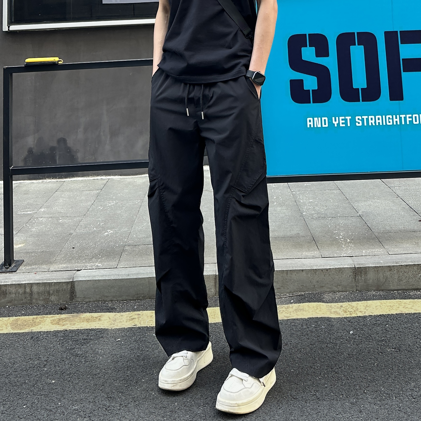 ストリートファッション サイドポケット ワイドカーゴパンツ