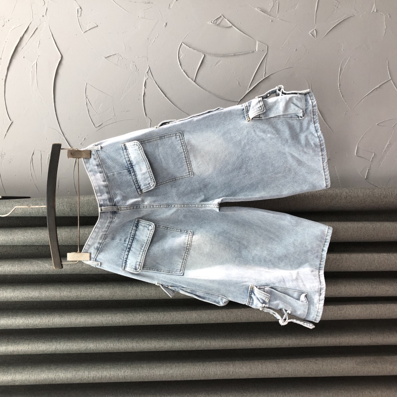 ストリートファッション ベルトアクセント多機能ポケットパンツ