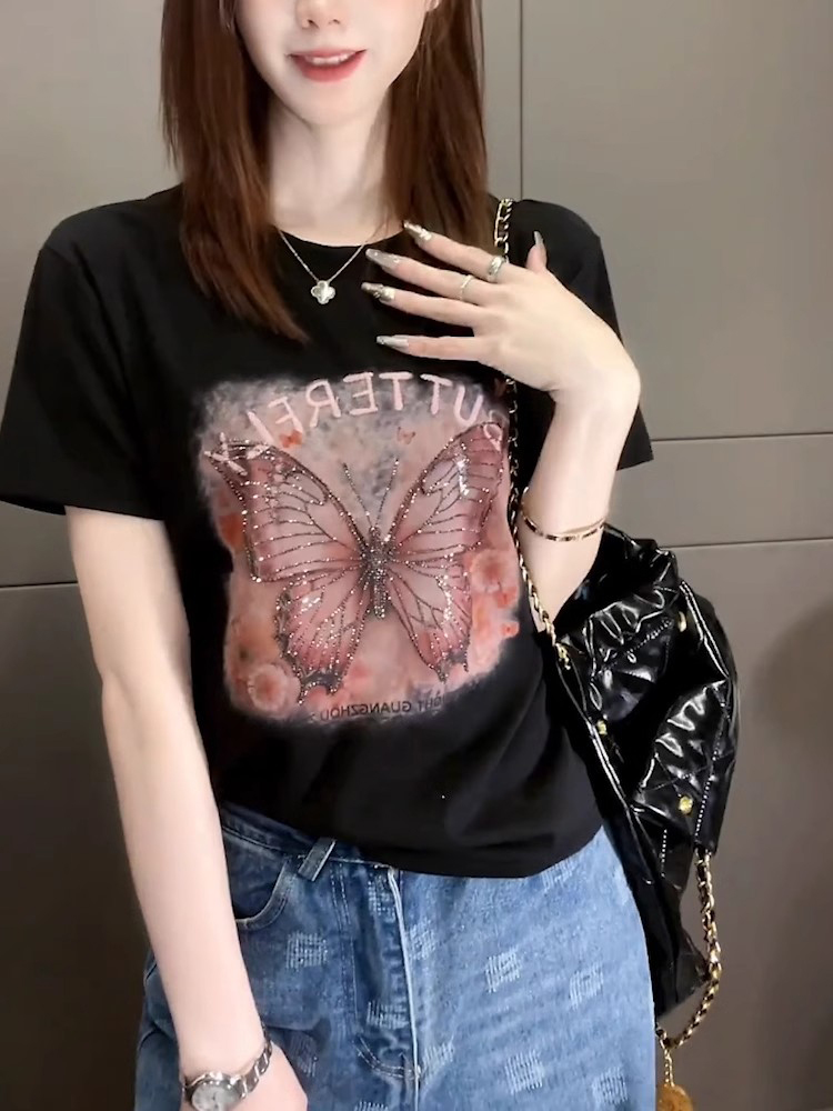 ストリートファッション 蝶々の輝き 半袖トップス