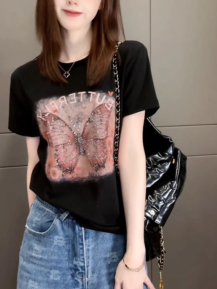 ストリートファッション 蝶々の輝き 半袖トップス