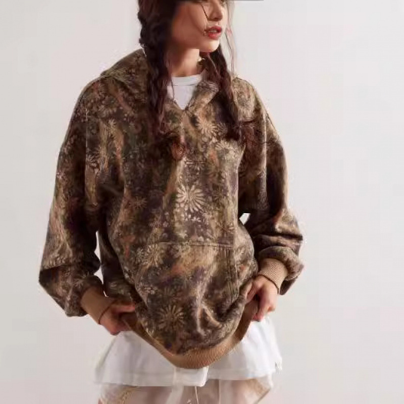 ストリートファッション エキゾチック花柄オーバーサイズ　パーカー