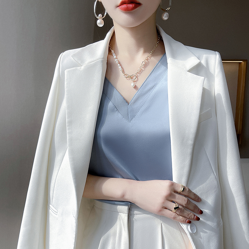 ストリートファッション シンプル重ね着風Vネックノースリーブベスト