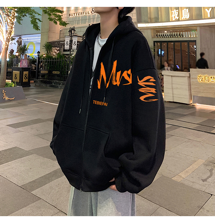 ストリートファッション アートライン ゆったりパーカー