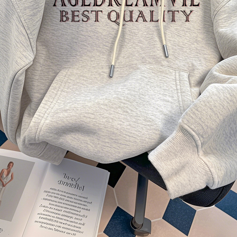 ストリートファッションパーカー 蝶々刺繍ロゴ入りプルオーバーフーディー