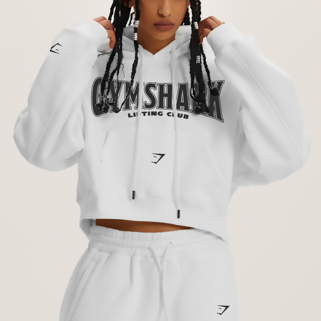 ストリートファッション ロゴ入りショート丈オーバーサイズ パーカー