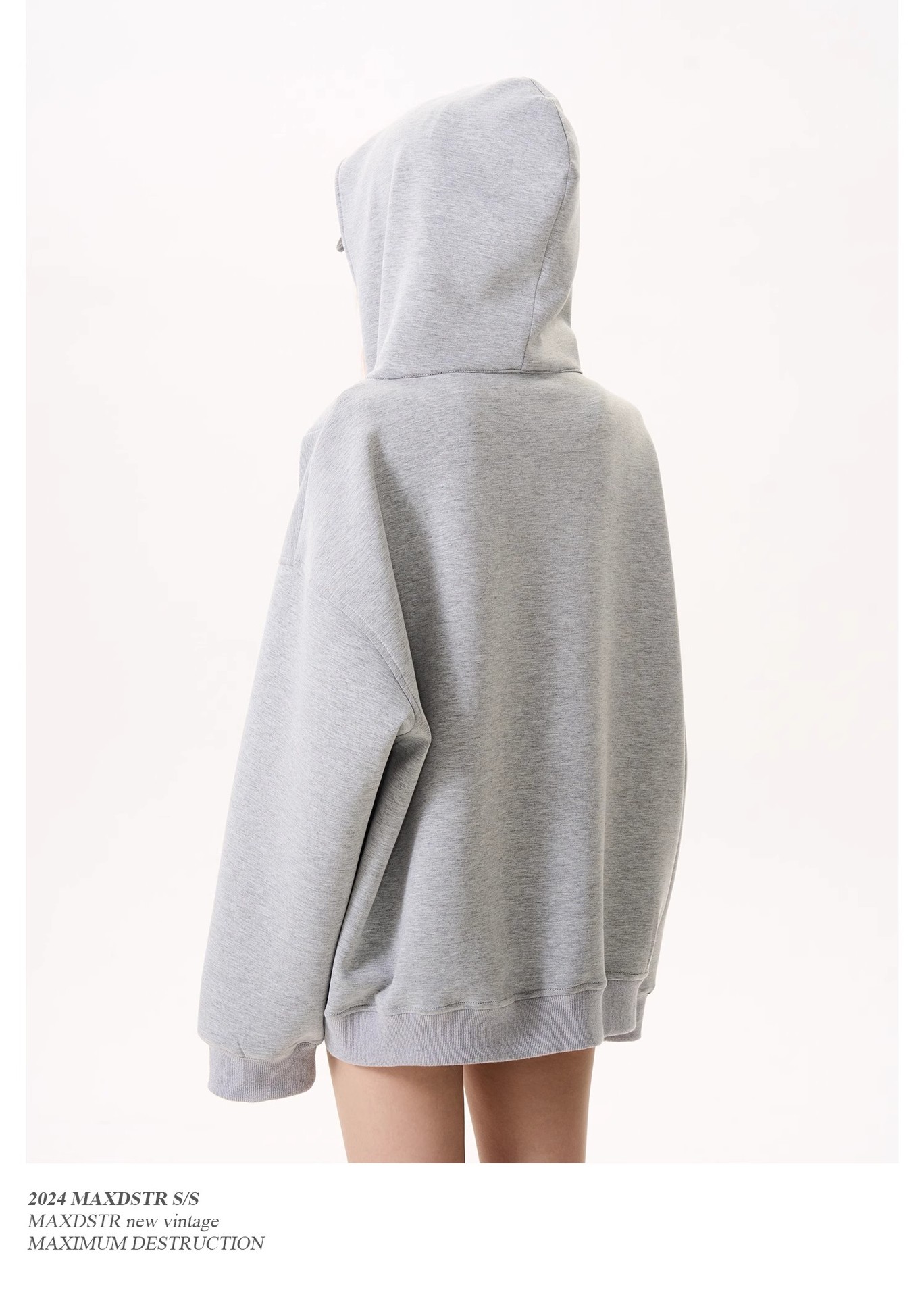 ストリートファッション 斜めジップ変形フードデザイン パーカー