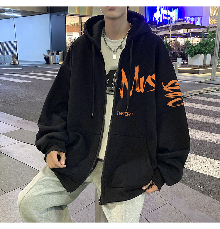 ストリートファッション アートライン ゆったりパーカー
