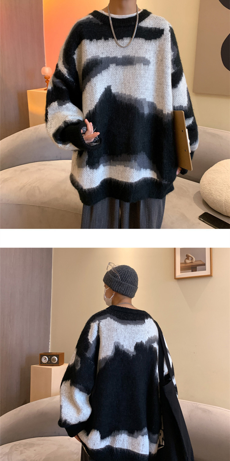 ストリートファッション アーバンぼかし模様ニット