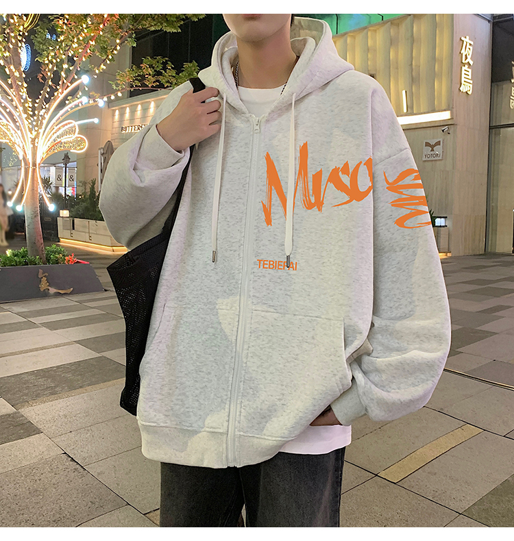 ストリートファッション アートライン ゆったりパーカー