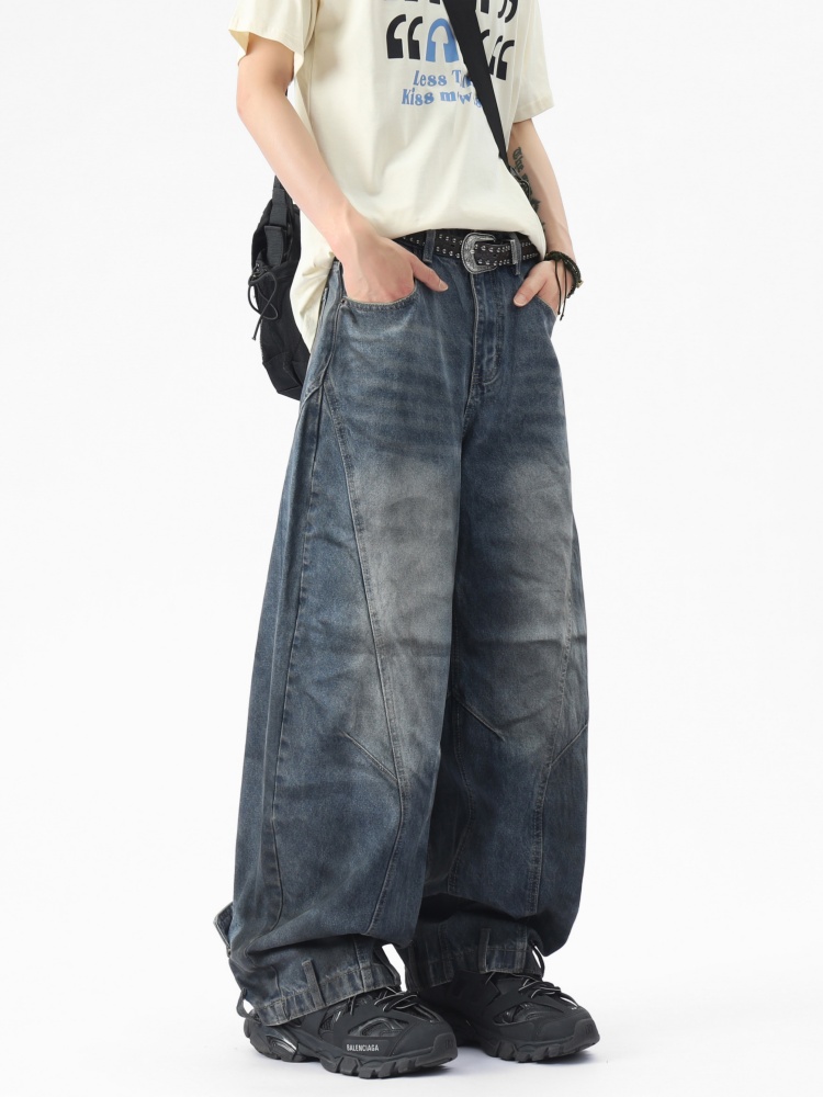 ストリートファッション ゆったりバルーンデニムパンツ