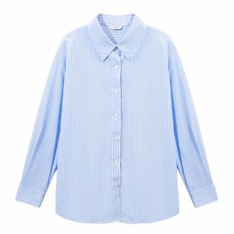 ストライプシャツ ゆったりシルエット細縞シャツ