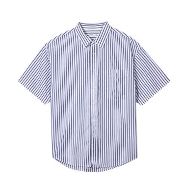 ストライプシャツ 涼感半袖ゆったりストライプシャツ