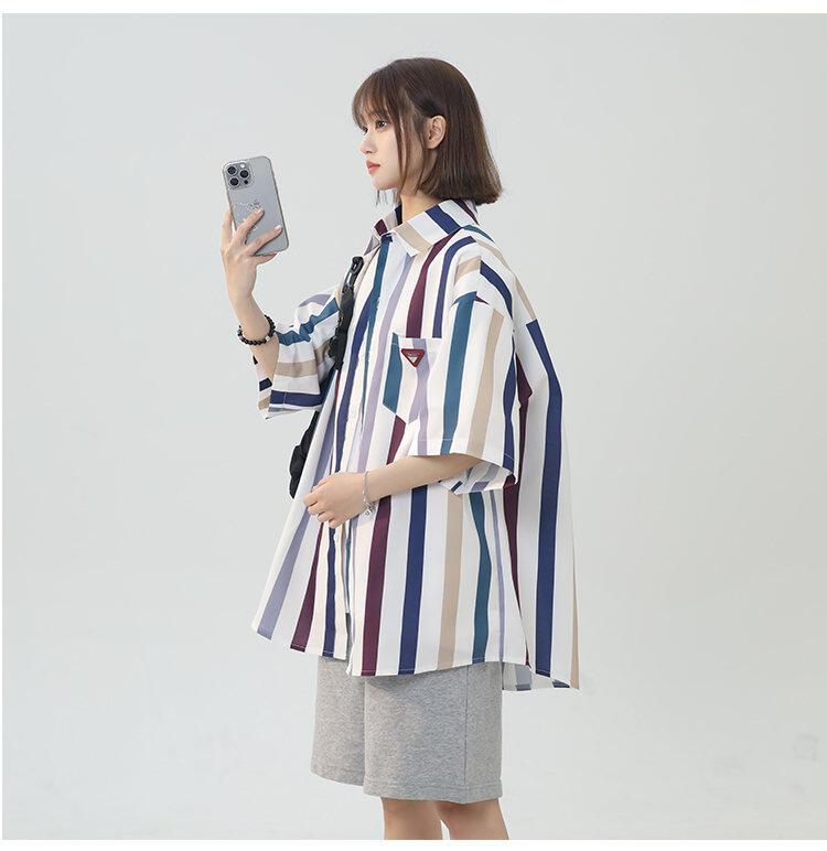 ストライプシャツ ゆったりマルチストライプシャツ