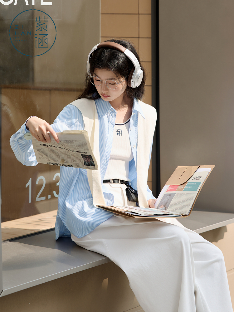 ストライプシャツ ゆるシルエット縦縞シャツ