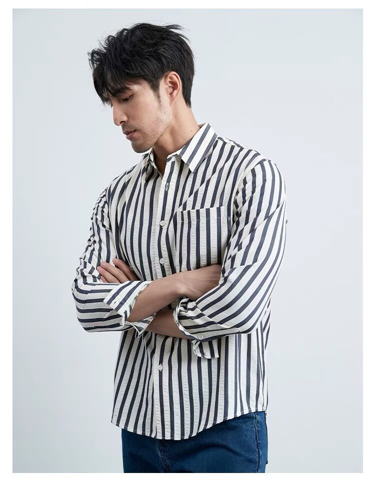 ストライプシャツ クラシック縦縞メンズシャツ