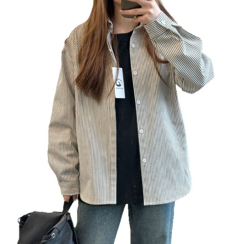 ストライプシャツ ゆったりシルエット縦縞シャツ