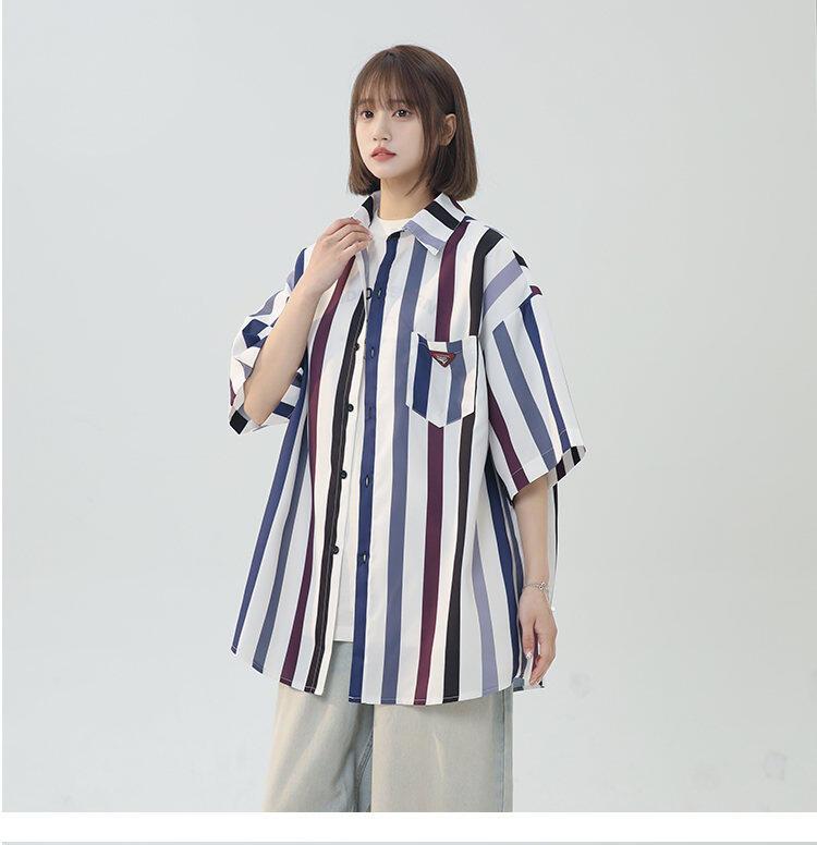 ストライプシャツ ゆったりマルチストライプシャツ