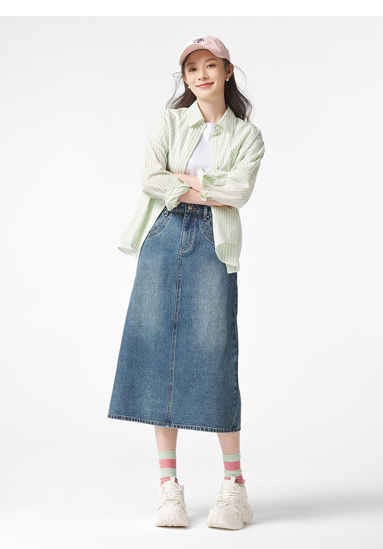 ストライプシャツ ゆったりシルエット縦縞シャツ