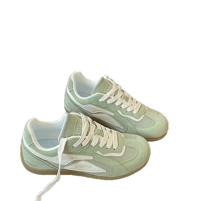 スエード靴 配色スエード厚底スニーカー美脚レトロ運動靴