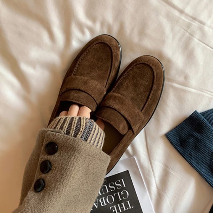 スエード靴 上品な本革仕上げローファー風スエード靴