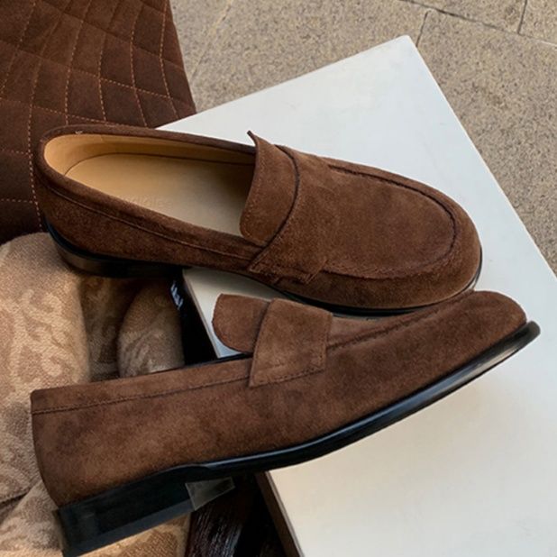 スエード靴 上品な本革仕上げローファー風スエード靴