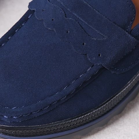 スエード靴 厚底プラットフォーム本革スエード靴スリッポン