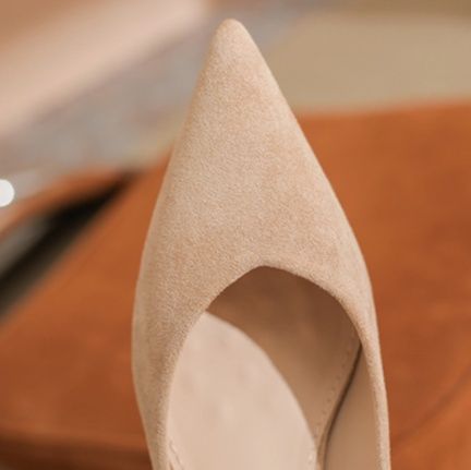 スエード靴 上品な尖りつま先高級起毛素材パンプス