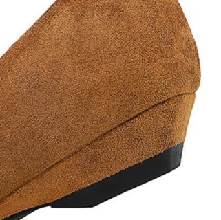 スエード靴 上品な尖がり爪先スエード素材フラットパンプス