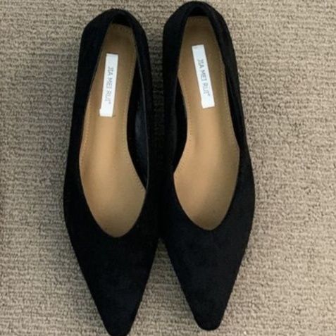 スエード靴 上品な尖頭ウェッジソールスエードパンプス