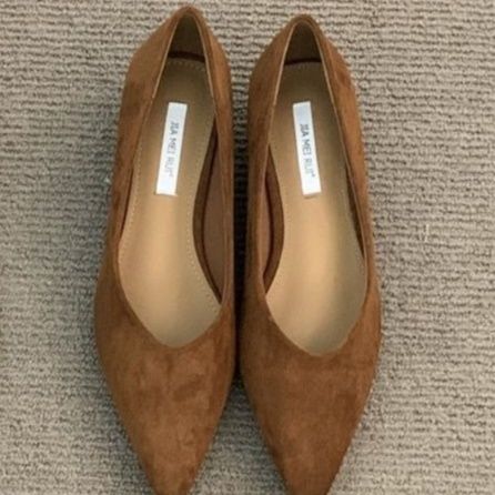 スエード靴 上品な尖頭ウェッジソールスエードパンプス