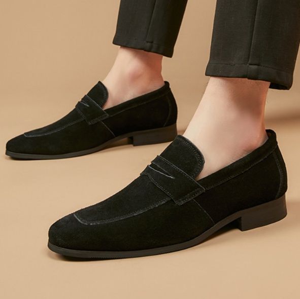 スエード靴 上質素材使用紳士用本革ペニーローファー
