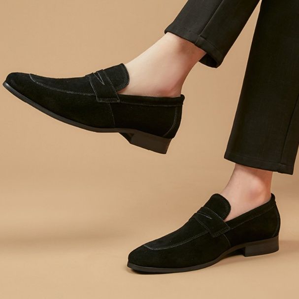 スエード靴 上質素材使用紳士用本革ペニーローファー