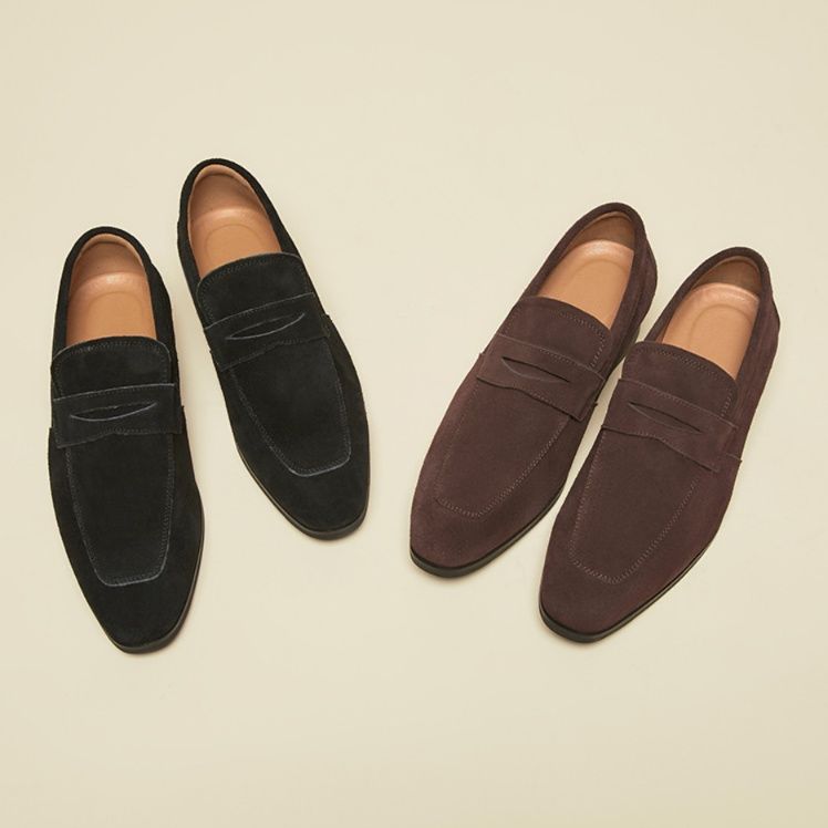 スエード靴 上質素材使用紳士用本革ペニーローファー